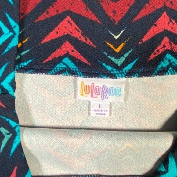 LuLaRoe CASSIE Pencil Skirt Navy Blue Chevron Triangles Large L NWT LLR 2161 - Picture 4 of 5